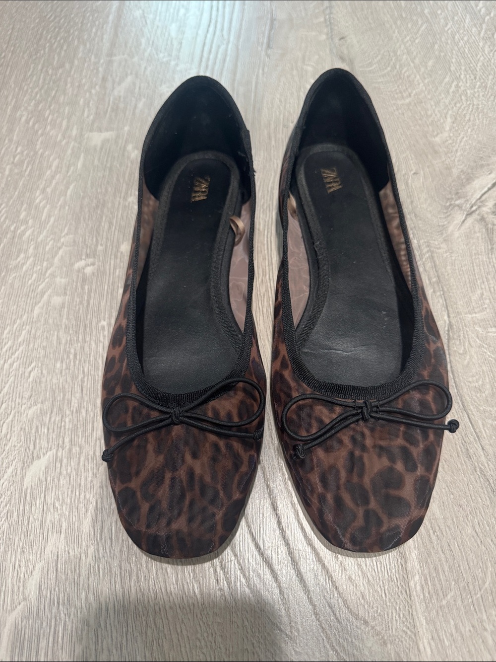 Zara Leopard Print Ballet Flats in Brown and Black